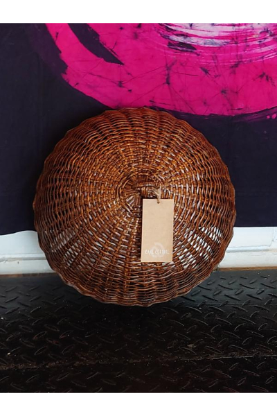 GRUHA Small Round Cane Food Cover - Stone Matte